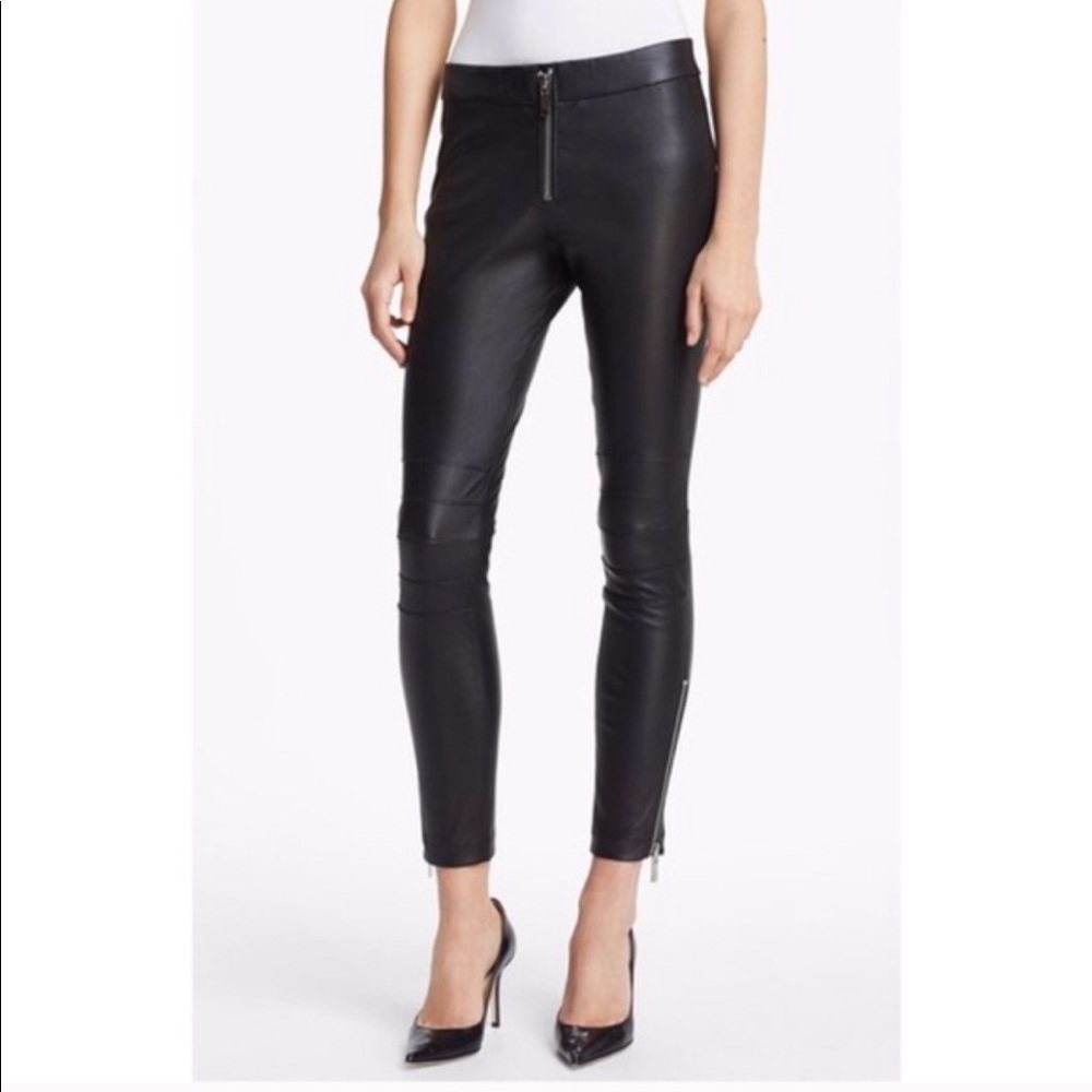 Elizabeth and James Zipper Lambskin leather pants